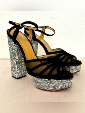 CHARLOTTE OLYMPIA PLATFORM HIGH HEEL SANDALS RHINESTONE STATEMENT GLAMOUR 38